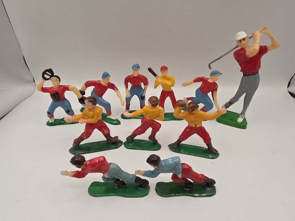 Mid Century Wilton Sports Cake Toppers Lot Golf Football Baseball Hard Plastic